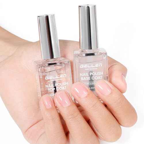 GELLEN Clear Nail Polish Base Top Coat, No Wipe High Gloss Shine Top Coat Quick Dry, Sheer Nail Base Coat Strengthener Strengthens Nails - Calcium Formula, Non UV Gel, Hema Free, Non-toxic, No Chip