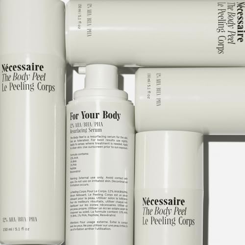 N?cessaire The Body Peel. Resurfacing Serum for KP, Ingrowns, Strawberry Skin and Discoloration. 10% AHA, 1% BHA, 1% PHA, Peeling Peptide. Dermatologist-Tested. Hypoallergenic. Non-Comedogenic. 150ml