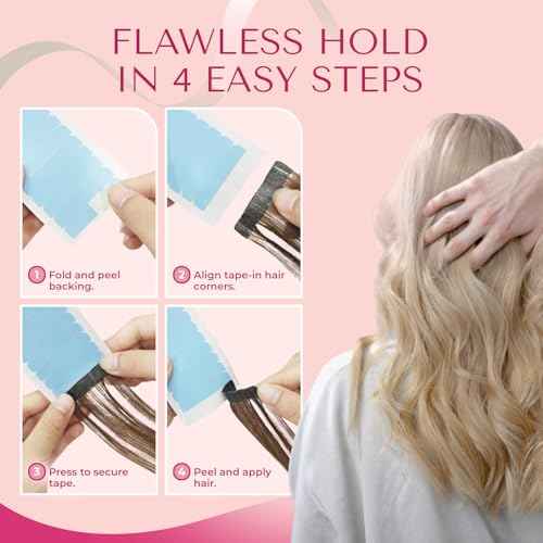 Hair Extension Tape (144 Tabs) Hair Tape for Hair Extensions, Tape in Tape Replacement, Tape in Extensions. Extension Tape for Tape Ins, Tape In Tape, 1.6 x 0.3 Inch Pre Cut Tabs