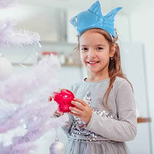 LOGOFUN 3Pcs Fish Headband Plush Animal Headbands Funny Cosplay Headwear Props Halloween Party Dress Up Accessories (Blue)