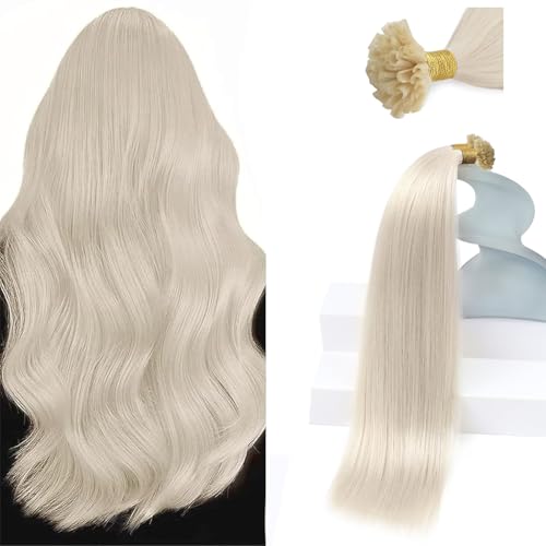 Sunny Hair Utip Hair Extensions Human Hair Platinum Blonde U Tip Hair Extensions Human Hair K Tip Hair Extensions Real Human Hair for Women 20inch 50g