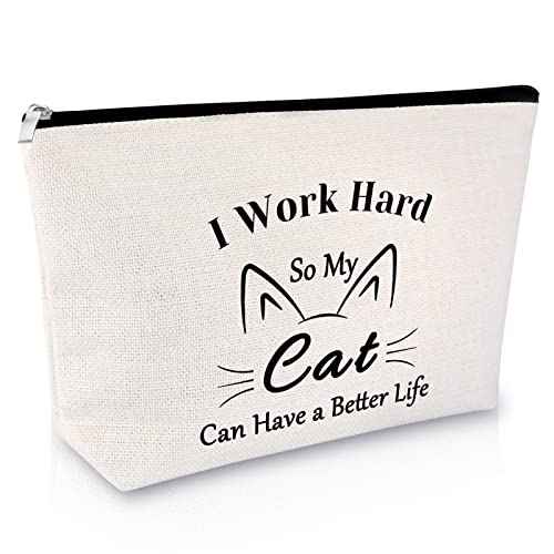 Sfodiary Cat Lovers Gift for Women Makeup Bag Cat Mom Gift Animals Lovers Gift for Friend Sister Cosmetic Bag Funny Birthday Gift for Pet Owner Graduation Christmas Gift for Her Travel Cosmetic Pouch