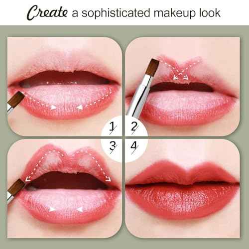 Rownyeon Travel Retractable Lip Brush Applicators Flat for Lipstick Gloss Creams Portable with Cap, Professional Makeup Brush for Women Girls As Christmas Gift and Halloween Makeup Tools Silver