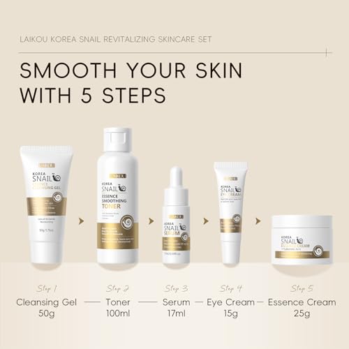 LAIKOU Korean Skin Care, Skin Care Set, Face Mask, Eye Mask, Lip Mask with Cleansing Gel, Toner, Eye Cream, Serum, Essence Cream for Women Teen Girls Mom Daughter Mother's Day Christmas Birthday