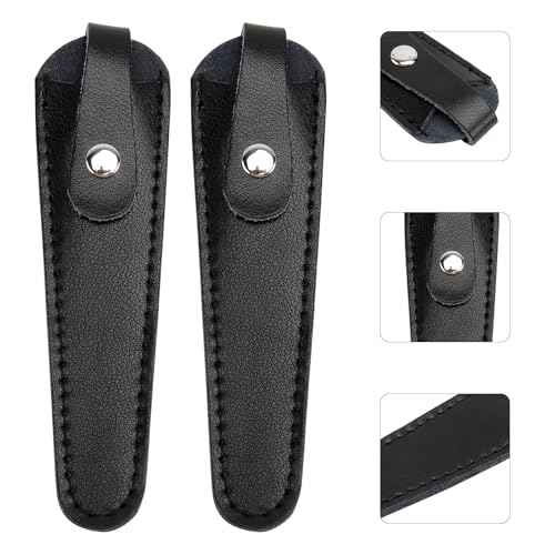 minkissy 2pcs Leather Scissor Sleeve Thicken Scissor Sleeve Leather Case Hair Case Protective s for Salon Barber (Black)