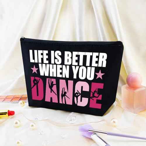 Dancer Gifts for Women Dance Bag Dance Makeup Bag Ballet Teacher Gift for Dancers Ballerina Travel Toiletry Zipper Pouch Dancer Cosmetic Pouch Recital Gifts Dancing Competition Must Haves