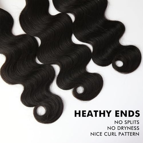 Body Wave Bundles Human Hair 20 22 24Inch Human Hair Raw Bundles 100% Unprocessed Brazilian Virgin Quick Weave Hair 3 Bundles for Black Women Natural Color