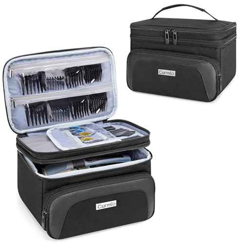 CURMIO Travel Carrying Case for Hair Clipper, Double Layer Barber Supplies Hair Cutting Tools Storage Bag Compatible with Ufree/Wahl/Andis/Hatteker/Osterpro and Most Standard Men Hair Trimmer