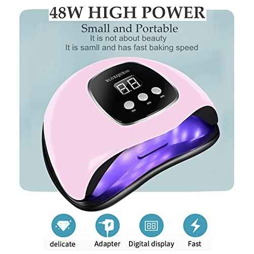 BIGBEAR UV Light for Nails, 48W LED Nail Light for Gel Polish, Fast Nail Dryer with Automatic Sensor, 3 Timer Setting, Small and Portable, UV LED Nail Lamp for Fingernail and Toenail