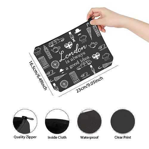 London City Skyline Zipper Pouch Makeup Bag - London Is Always A Good Idea (BLK)