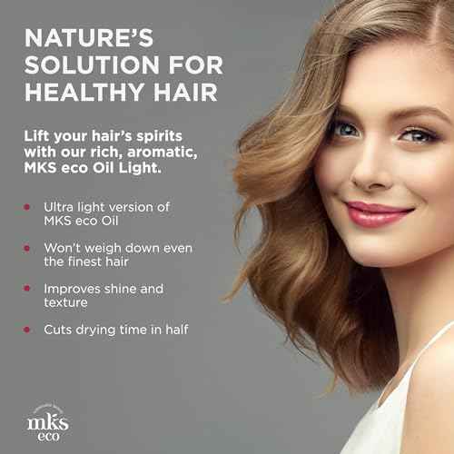 MKS eco Oil Light - 2 fl oz - Hair Styling Elixir - Moroccan Argan Oil, Hemp Seed Oil - Ideal for Fine Hair - Moisturize, Nourish Hair & Control Frizz - Vegan & Cruelty Free