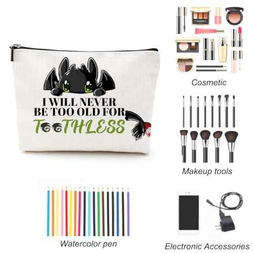 Dragon Anime Cosmetic Make up Bag Dragon Lover Gift Makeup Zipper Pouch Bag Anime Characters Lover Gift