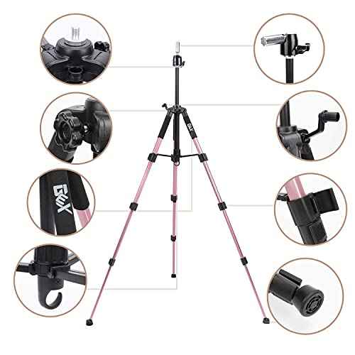 GEX 22" Canvas Cork Wig Head with 55" Mannequin Tripod For Wig Making Cosmetology Hairdressing Display Training Doll Head Adjustable Alloy Stand