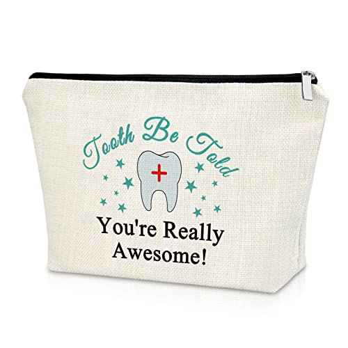 Sazuwu Dental Hygienist Gifts for Women Makeup Bag Dental Assistant Gift Dental Appreciation Gift Cosmetic Bag Graduation Gifts for Dentist Birthday Christmas Retirement Gift Travel Pouch