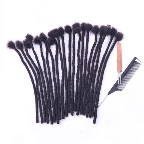 100% Real Human Hair Dreadlock Extensions, ADIASAI 0.8cm Thickness 10 Inch 60 Strands Can Be Dyed and Bleached Full Hand-made Loc Extensions for Men Women Kids 100% Unprocessed Natural Black