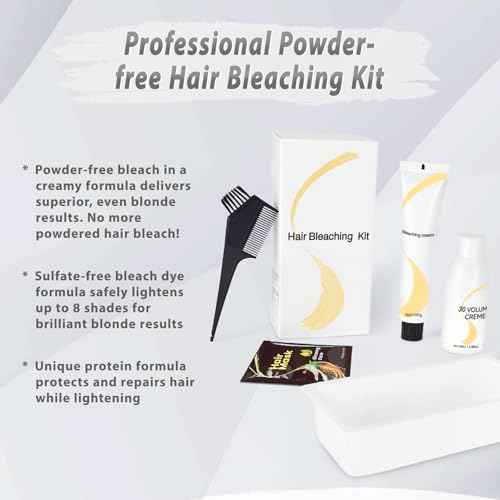Gentle Cream Hair Bleach Kit, Ammonia-Free Bleach for Hair with Developer, Lifts Up to 8 Levels, No-Drip Hair Lightening Kit for Home Use