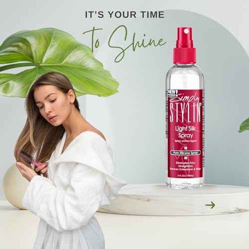 Simply Stylin' Light Silk Hair Spray - Anti-Frizz Silicone Heat Protectant - Hair Detangler for Women and Synthetic Wigs - 4 fl oz