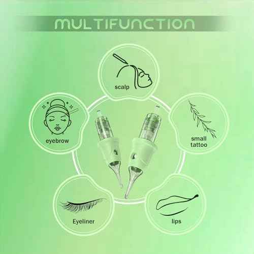 Tattoo Cartridge Needles 1RL 0.35mm #12 Standard Finger Ledge Permanent Makeup Lips Hairstrokes Cartridges Lining Needle for Scalp Micropigmention Rotary Tattoo Gun Kit Supply 1201RL (OMNI V2)