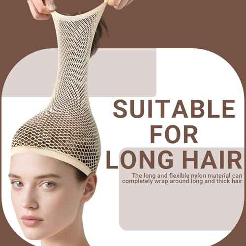 MORGLES 3 Pcs Beige Wig Caps for Long Hair, Nylon Hair Nets for Women, Mesh Wig Cap for for Women Non Slip, Accessory for Halloween Party Cosplay
