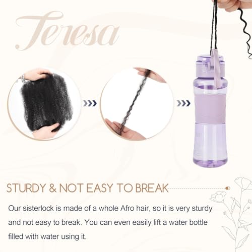 Teresa 0.2cm Micro Sister loc Extensions Human Hair Micro Locs Extensions Human Hair Interlocking Sisterlocks Sister Locs Curly Ends 100% Real Human Hair Dreadlock Extensions£¨18 Inch 30 Strands£©