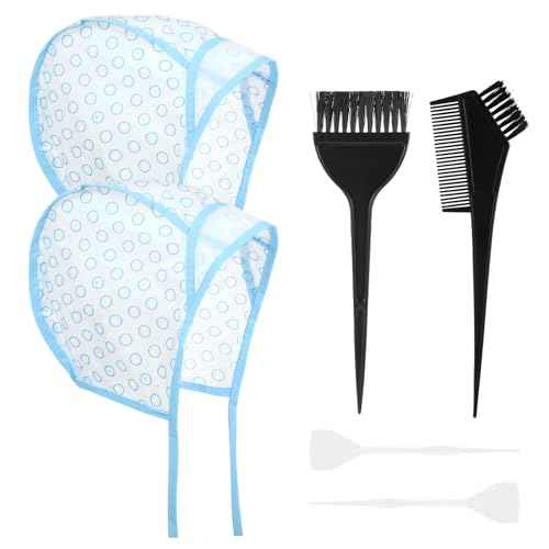 6PCS Highlights Hair Color Kit, With 2PCS Coloring Caps, 2 Spatula With Crochet Hook, 2 Hairs Dye Brush, Hairs Highlighting Kit Styling Tools for Salon Dyeing Hairdressing and DIY Dyeing Hair