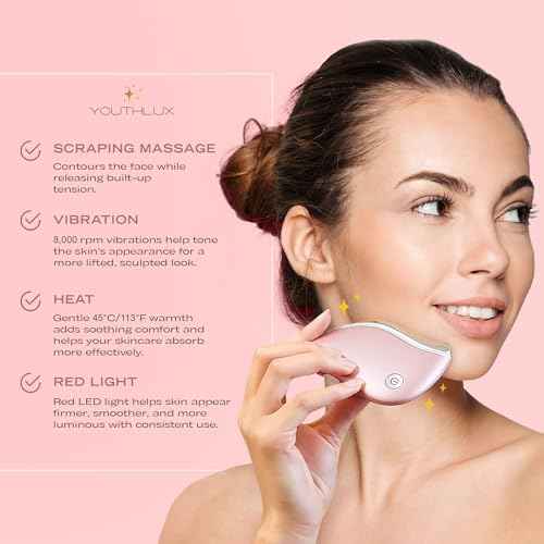 ProSculpt Heated Gua Sha Facial Massager ? Electric Guasha Tool for Face Sculpting, Relaxation & Skincare | Soothing Vibration Facial Massage Tool with Contoured Design (Rose Gold)