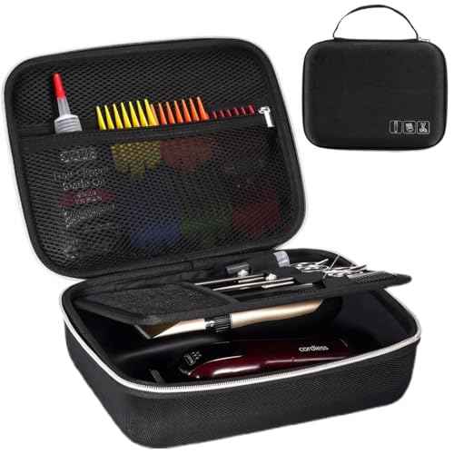 ProCase Barber Case with Washable Oilproof Inner Casing, Hard Travel Carrying Bag for Hair Clippers, Hair Cutting Supplies Holder, Trimmer Organizer Storage for Men Razor Guard Grooming Kits -Black