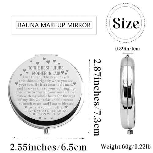 BAUNA Mother in Law Wedding Gift from Bride Mother of The Groom Gift to My Future Mother in Law Gift Compact Mirror (Mom Sparkle CMS)