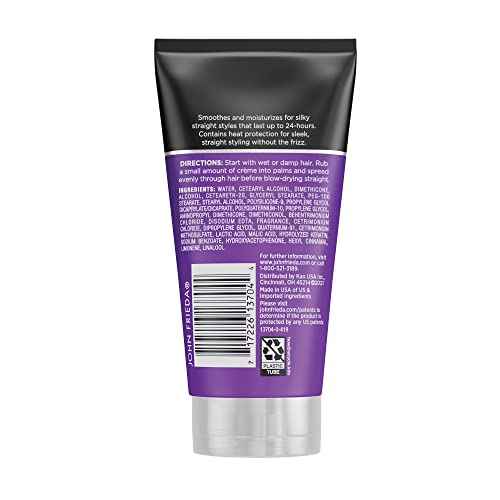 John Frieda Frizz Ease Straight Fixation Styling Cr?me, Straightens Frizzy Hair with Milk Protein & Almond Oil, Sleek & Frizz-Free, with ThermaGuard Heat Protection Against Damage, 5 Oz