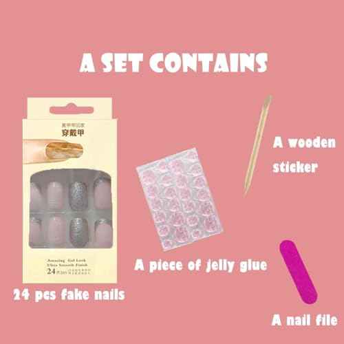 24 Pcs Christmas False Nails Square Snowflake Press on Nails Xmas Square Red Fake nails Acrylic Full Cover Stick on Nails for Women and Girls (M)