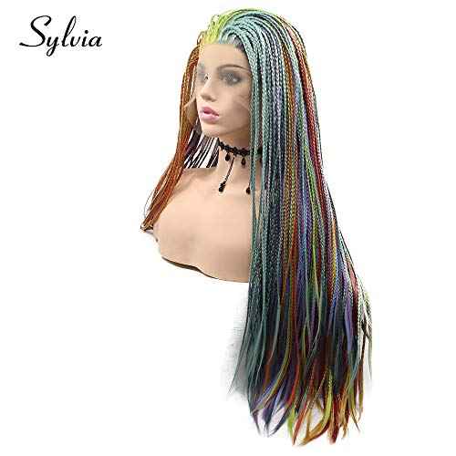 Iewig Synthetic Lace Front Wig Long Wavy Hand Tied Natural Looking Cosplay Party Red Wig
