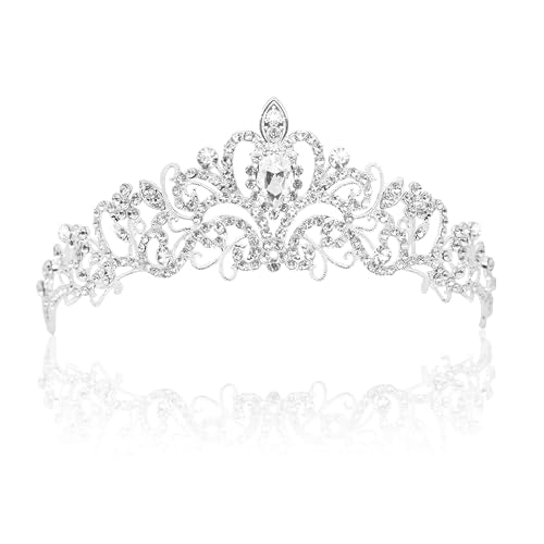 Princess Peach Crown, Fairy Godmother Rapunzel Costume Tiara for Women - Vofler Silver Coronas para 15 A?os Hair Accessories for Princess Bride Diaries Party Quinceanera Prom Wedding Birthday Girls