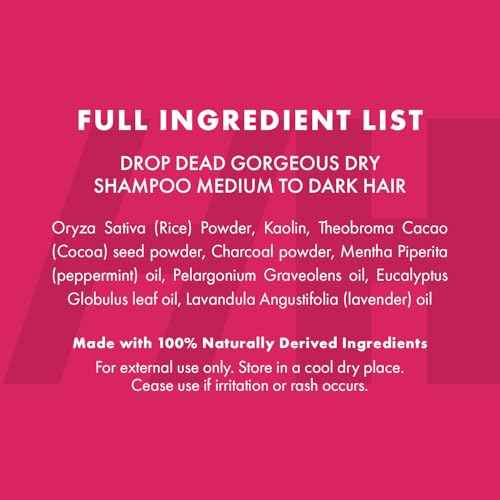 Handmade Heroes Non Aerosol Dry Shampoo Powder 1.8oz 100% Natural & Vegan Volumizing Powder For Dark Hair & Brunette Hair