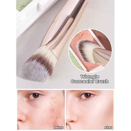MAANGE Makeup Brushes 4 Pcs Makeup Brush Set for Foundation Concealer Contour Liquid Blending Face Kabuki Makeup Brush Kit (Black Gold)