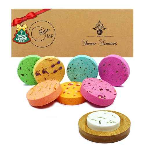 Shower Steamers Aromatherapy - 8 Pack Organic Shower Bombs with Natural Essential Oil, Self Care and Stress Relief Birthday/Home Spa/Christmas Stocking Stuffers/White Elephant Gifts for Women