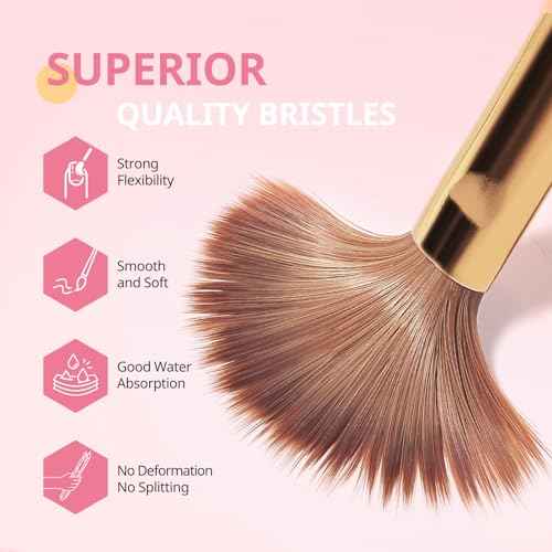AIRSEE 3PCS Acrylic Nail Brush Set, Size 8/10/14 for Beginner & Professional Use for Acrylic Powder, Nail Art Extension & 3D Carving, 3A+ Nylon, DIY Salon Home, White