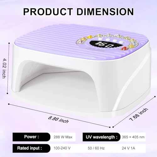LIMEGIRL UV LED Nail Lamp Kit for Gel Polish Professional Fast Curing Purple Dryer Light Set with 45PCS Lamp Beads and Gloves Cordless Rechargeable Nail Art Cure Machine for Manicure Pedicure