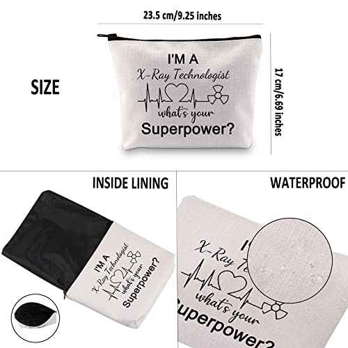 G2TUP Radiologic Technologist Gift X-Ray Tech Makeup Bag I'm a X-Ray Technologist What's Your Superpower Cosmetic Bag Future X Ray Technician Ray Tech Graduation Gift (X-Ray Technologist White Bag)
