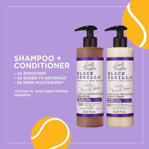 Carol's Daughter Black Vanilla Sulfate Free Shampoo and Conditioner Set for Curly, Wavy or Natural Hair, Moisturizing Hair Care for Dry, Damaged Split Ends, 1 Kit