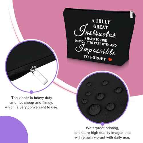 Black Makeup Bag - Clinical Instructor Appreciation Gifts, Cosmetic Bag for Women, Travel Pouch