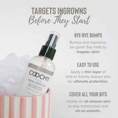 Coochy Rash Rescue Post Shave Spray - Natural Hydrating After Shave Skincare Moisturizer - Ingrown Hair Body Mist - Botanical Blast, 4 fl oz/118 mL