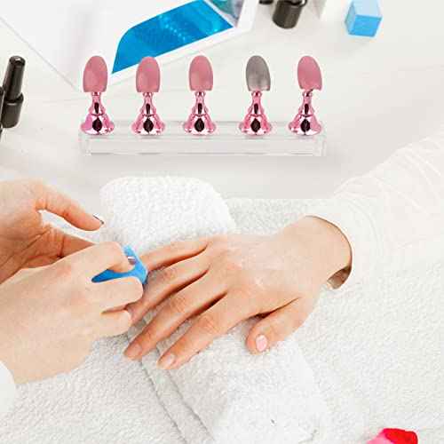 Nail Stands Acrylic Nail Art,Press on Nail Stand Magnetic Nail Tips Practice Holder 54 Pcs Reusable Adhesive Putty for DIY Painting(Pink
