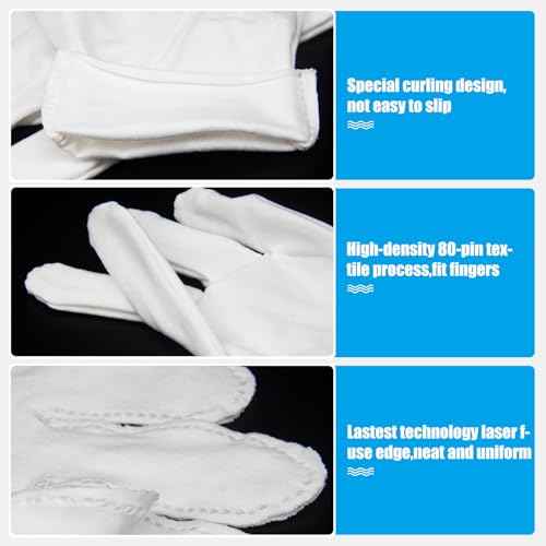 7 Pairs White Cotton Gloves, Breathable Cotton Gloves for Dry Hands Sleeping, Washable Eczema Moisturizing Glove Overnight for Women Men, Christmas Wedding Costume Work Glove for Serving Inspection