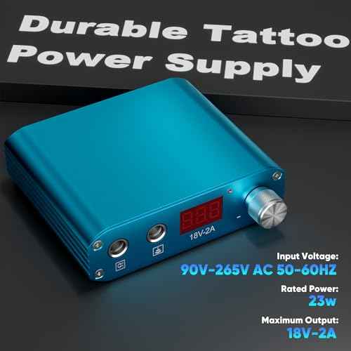Complete Tattoo Gun Machine Kit, Professional Rotary Tattoo Pen Set with Power Supply, Beginners Tattoo Supplies Kit with 20Pcs Cartridge Needles for Starters Artists