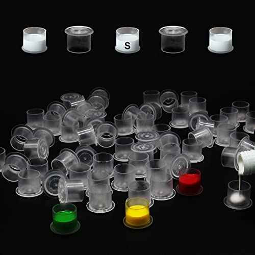 WZPB Tattoo Ink Caps - 300pcs Ink Cups with Base White #11 Small Pigment Caps for Tattoo Permanent Makeup Container Cap