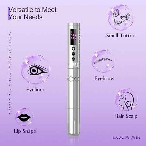 EZ Tattoo Kit - Tattoo Machine Kit Complete with Permanent Makeup Tattoo Machine Pen with 3Pcs Battery Power for Tattoo Beginners and Women Artists (Lola Air Silver)