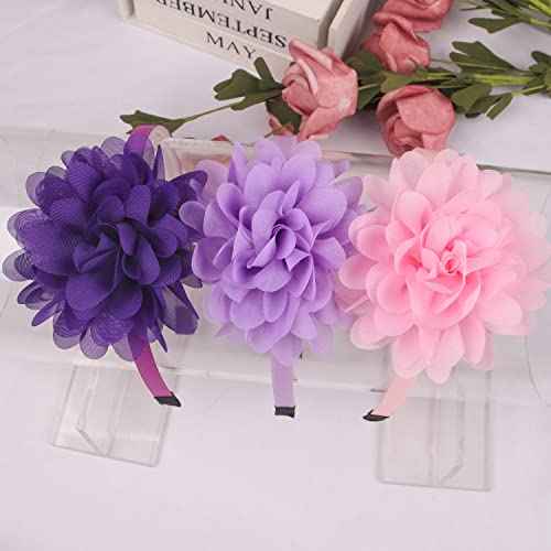 XIMA Headbands for Girls,Chiffon Flower Hairbands with Teeth for Kids Teens Children Hair Accessoies Pack of 15