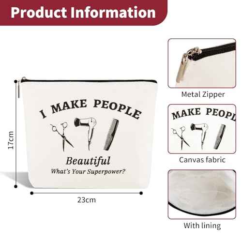 Degpum Hairdresser Hair Stylist Gift Makeup Bag Barber Hairdresser Gift Appreciation Thank You Birthday Christmas Thanksgiving Gift for Barbers Travel Makeup Pouch