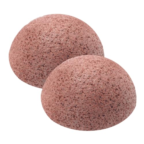 MZ Skin Natural Konjac Sponge Duo Pack of 2 ? French Red Clay Infused Facial Cleansing & Gentle Exfoliating Sponges, Removes Dirt & Makeup, Includes Jelly Travel Pouch
