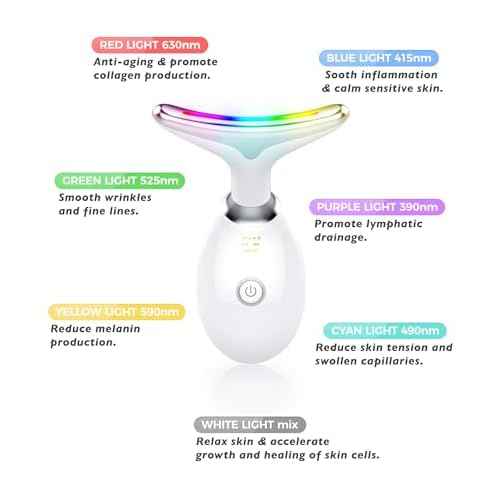 Fastaid Red-Light-Therapy-for-Face and Neck, Red Light Therapy Wand, 7 Color Led Face Neck Massager for Skin Care, White